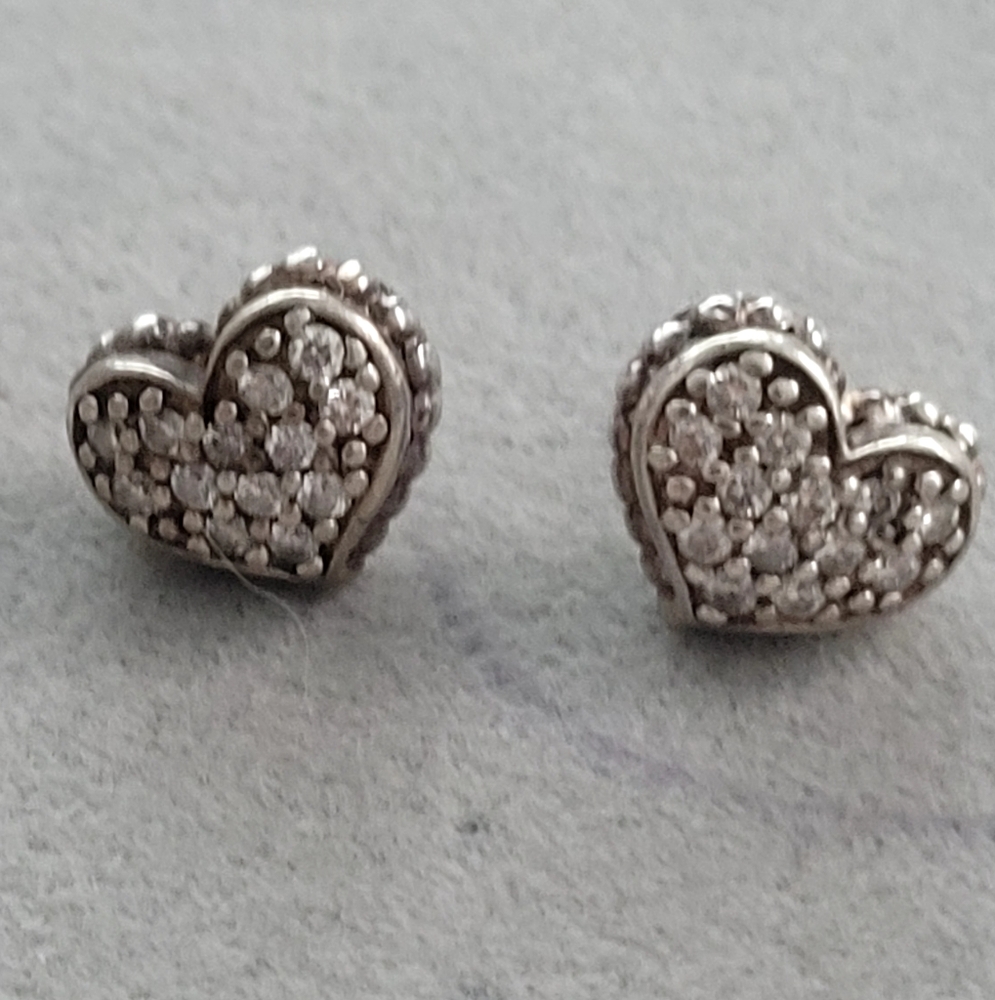 LAGOS Diamond Heart Sterling Silver Stud Earrings